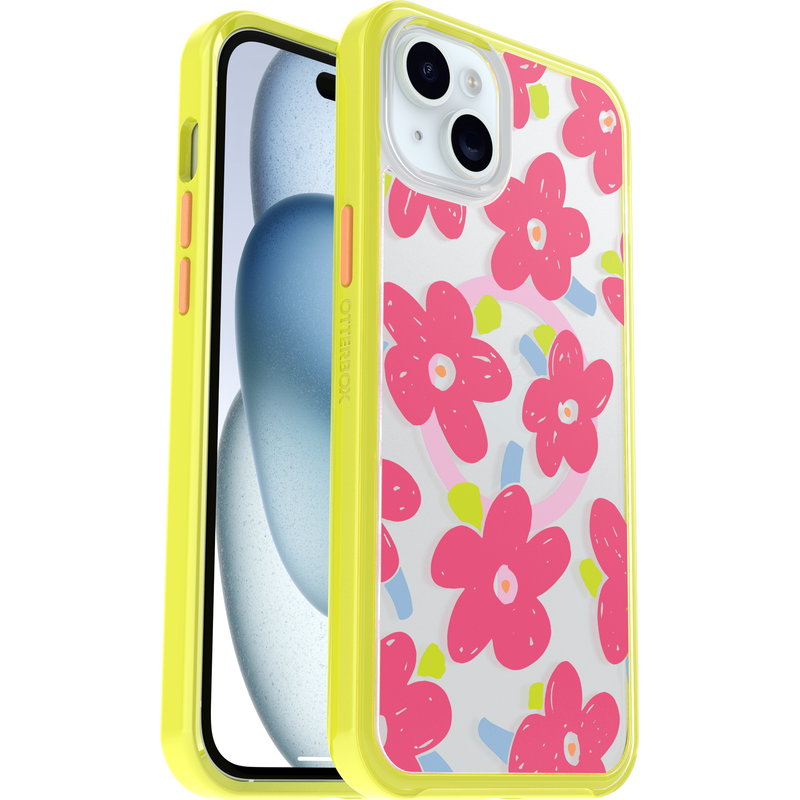 product image 1 - iPhone 14 Plus och iPhone 15 Plus Skal Symmetry Series Clear för MagSafe Fluttering Flora
