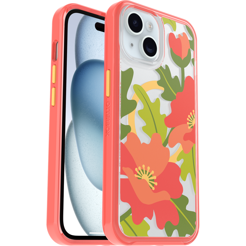 product image 1 - iPhone 16e och iPhone 15/14/13 Skal Symmetry Series Clear för MagSafe Fluttering Flora