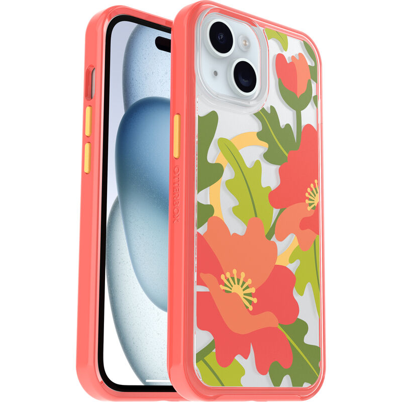 product image 1 - iPhone 13, iPhone 14 och iPhone 15 Skal Symmetry Series Clear för MagSafe Fluttering Flora