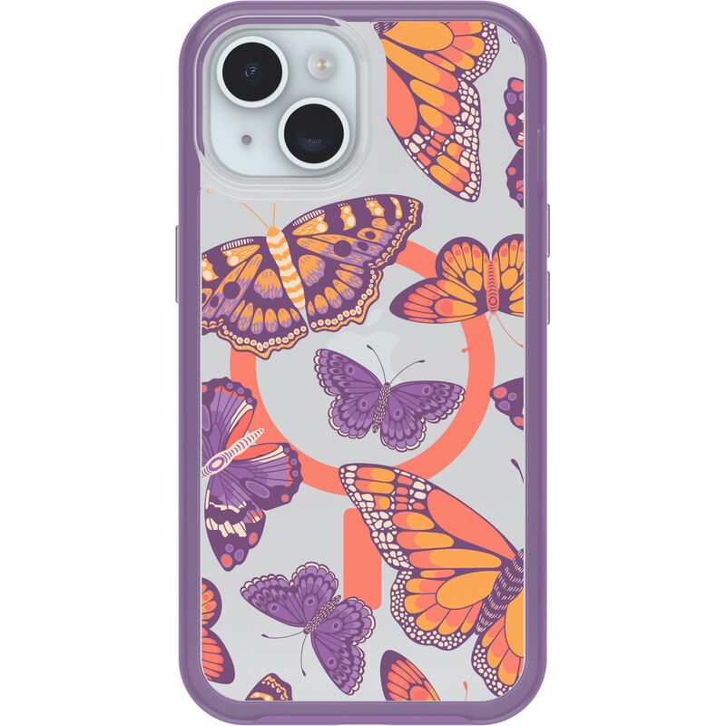 product image 2 - iPhone 13, iPhone 14 och iPhone 15 Skal Symmetry Series Clear för MagSafe Fluttering Flora